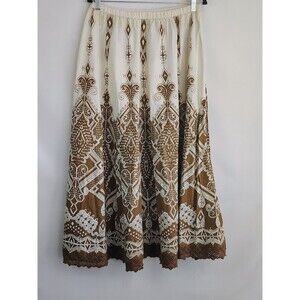 Vintage Tantrums Maxi Skirt Size M Boho India Beaded Sequin Cottage Core Cream M